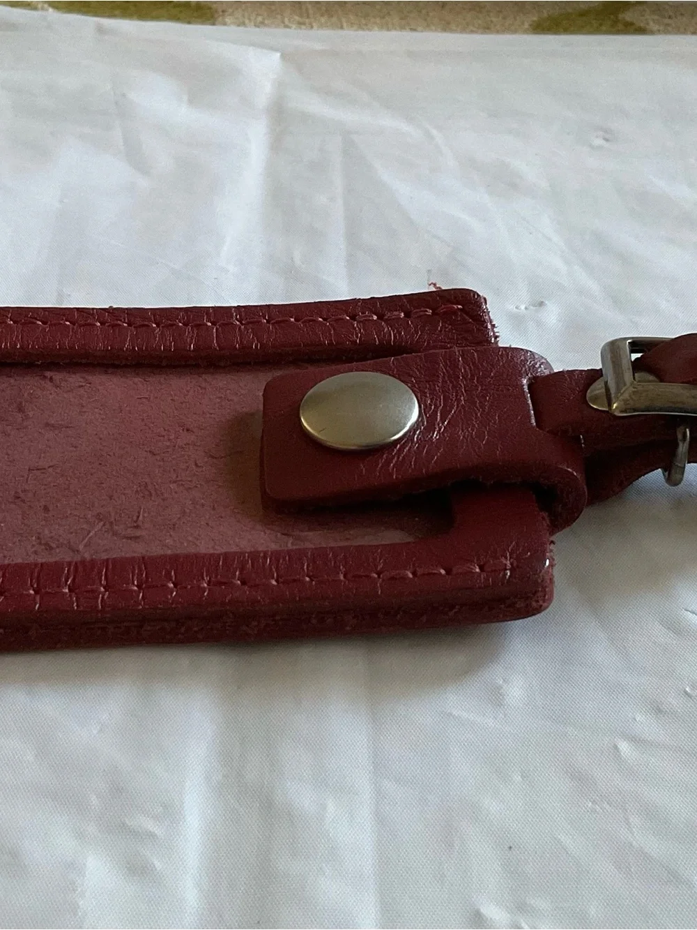 TUMI Red Leather Luggage Tag ID